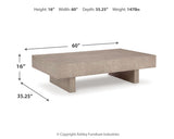 Jorlaina Light Grayish Brown Coffee Table with 2 End Tables - front view