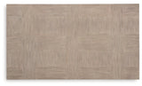 Detail of wire-brushed oak veneer pattern on coffee table