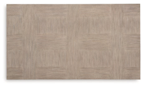 Detail of wire-brushed oak veneer pattern on coffee table
