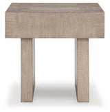 Jorlaina Light Grayish Brown End Table head-on view