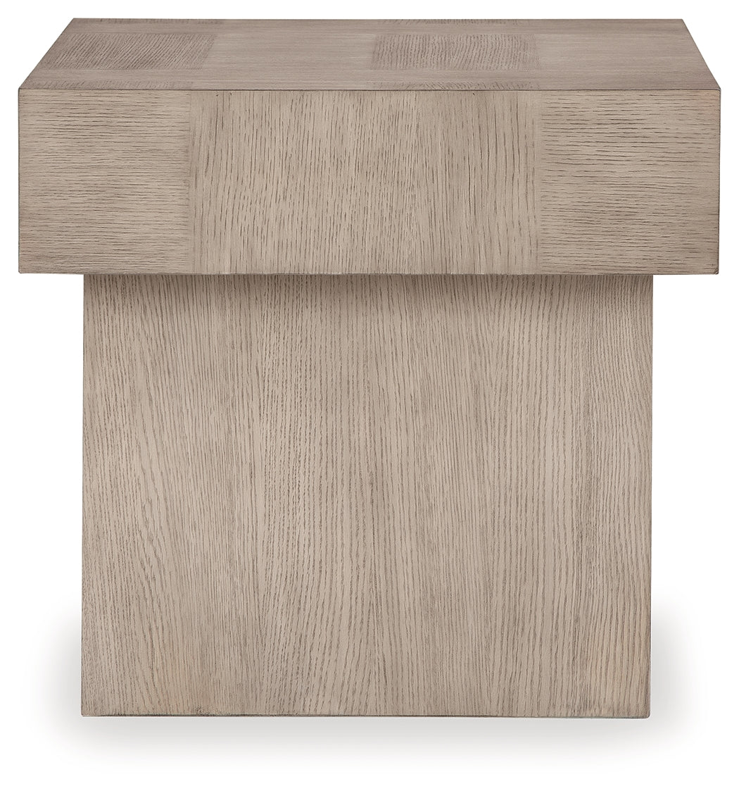Jorlaina Light Grayish Brown Coffee Table and End Table Set