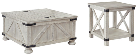 Carynhurst whitewash end table, angled view