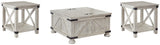 Carynhurst whitewash end table showing crossbuck detail