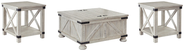 Carynhurst whitewash end table showing crossbuck detail
