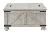 Side profile of Carynhurst coffee table with metal brackets