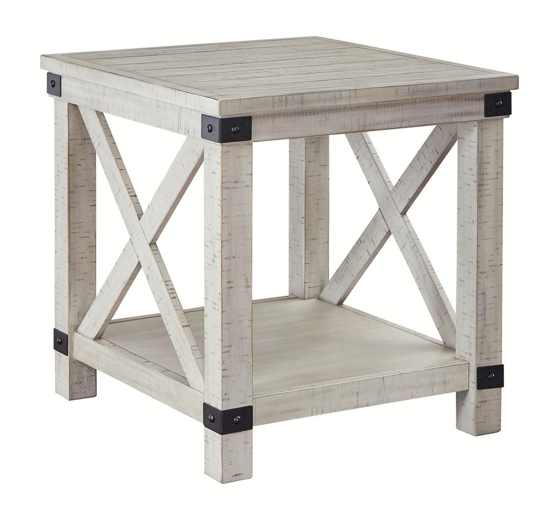 Carynhurst whitewash end table angled side view