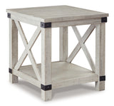 Side view of Carynhurst coffee table metal bracket detail