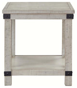 Carynhurst whitewash end table head-on front view