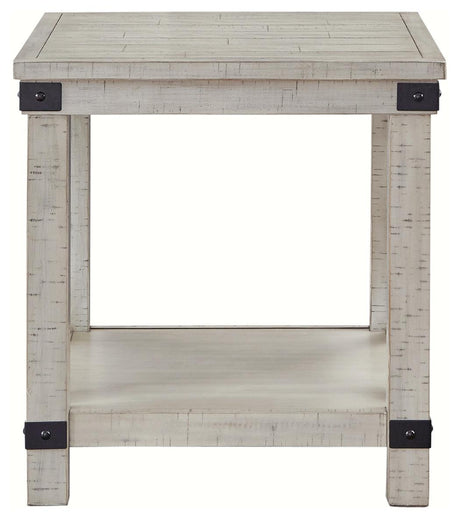 Carynhurst whitewash end table head-on front view
