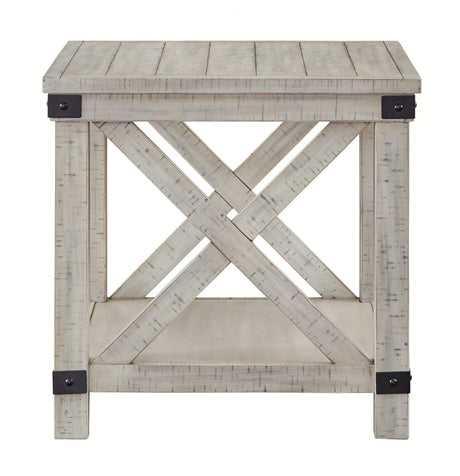Carynhurst whitewash end table side profile