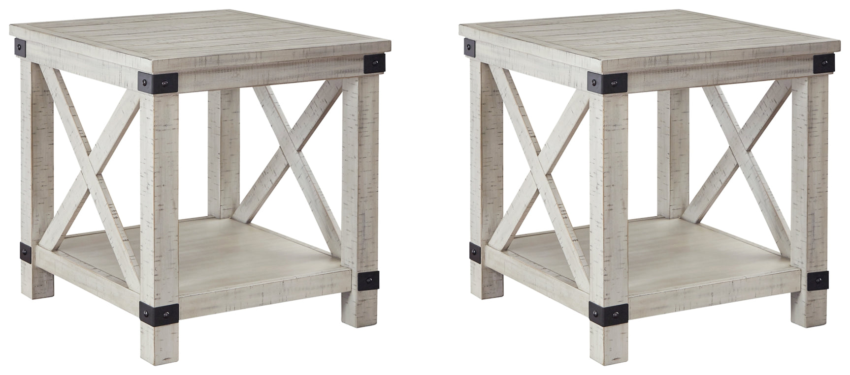 Carynhurst end table side angle showing crossbuck design