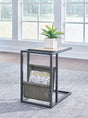 Freslowe Light Brown/Black Chairside End Table - Ella Furniture