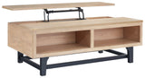 Freslowe Light Brown/Black Lift-top Coffee Table - Ella Furniture