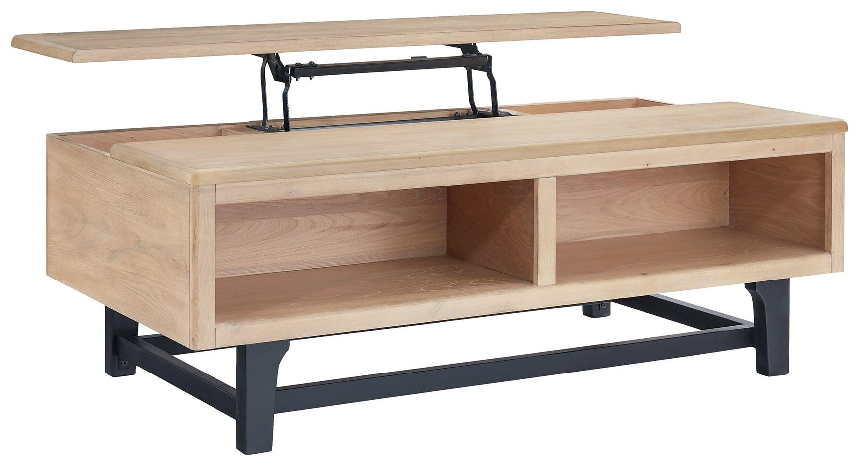 Freslowe Light Brown/Black Lift-top Coffee Table - Ella Furniture