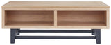 Freslowe Light Brown/Black Lift-top Coffee Table - Ella Furniture
