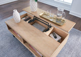Freslowe Light Brown/Black Lift-top Coffee Table - Ella Furniture