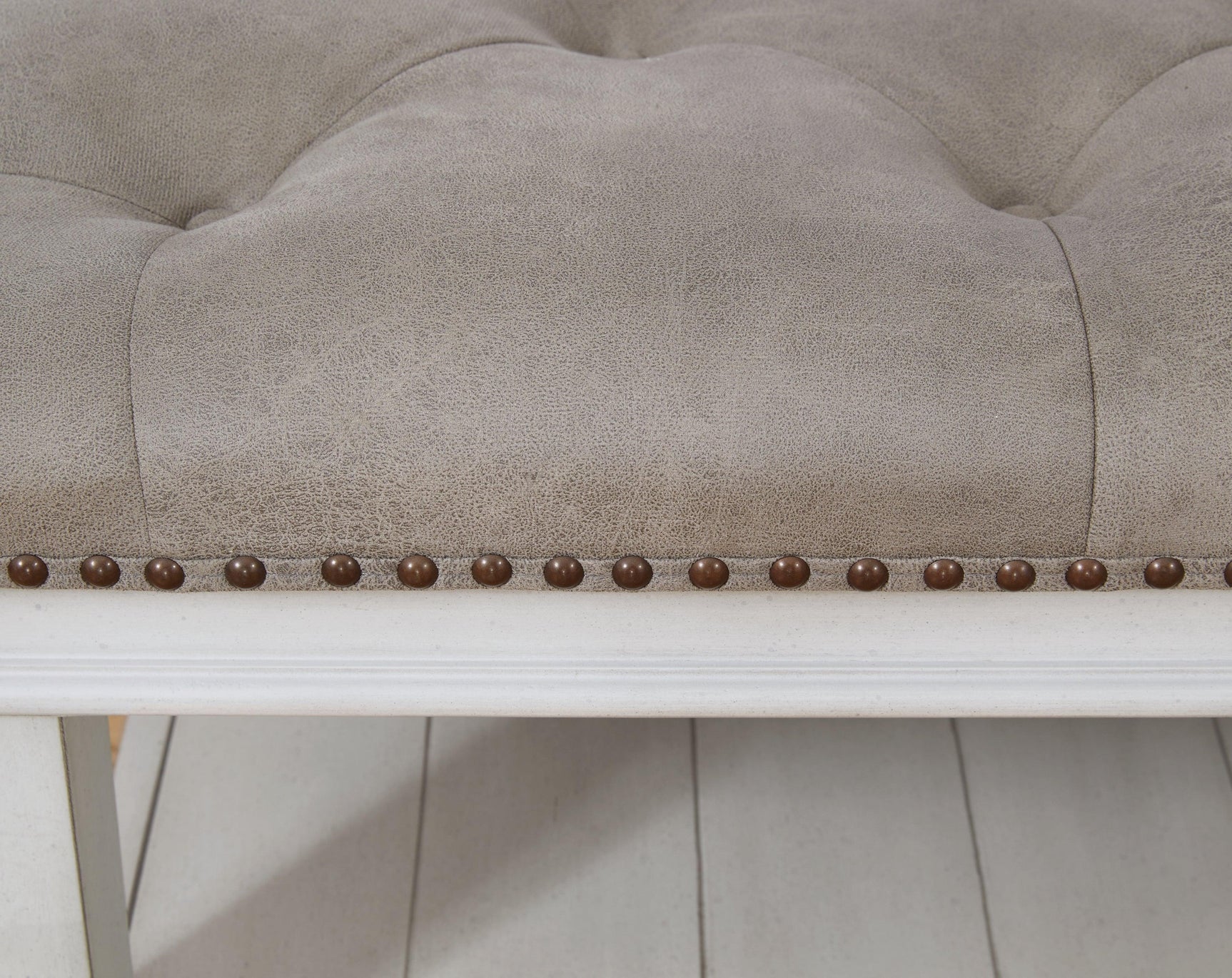 Kanwyn Whitewash Upholstered Ottoman Coffee Table fabric and finish swatch