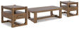 Cabalynn coffee table top view showing light brown glazed finish