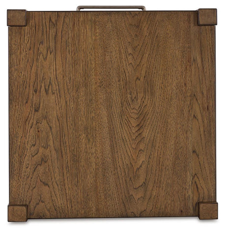 Cabalynn End Table top view showing wood grain
