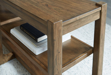 Cabalynn Light Brown Sofa Table light brown glazed finish detail