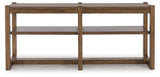 Cabalynn Light Brown Sofa Table top view showing finish