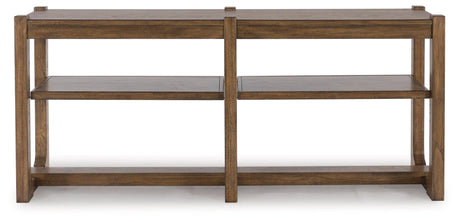 Cabalynn Light Brown Sofa Table top view showing finish