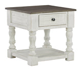 Havalance end table front view with drawers closed