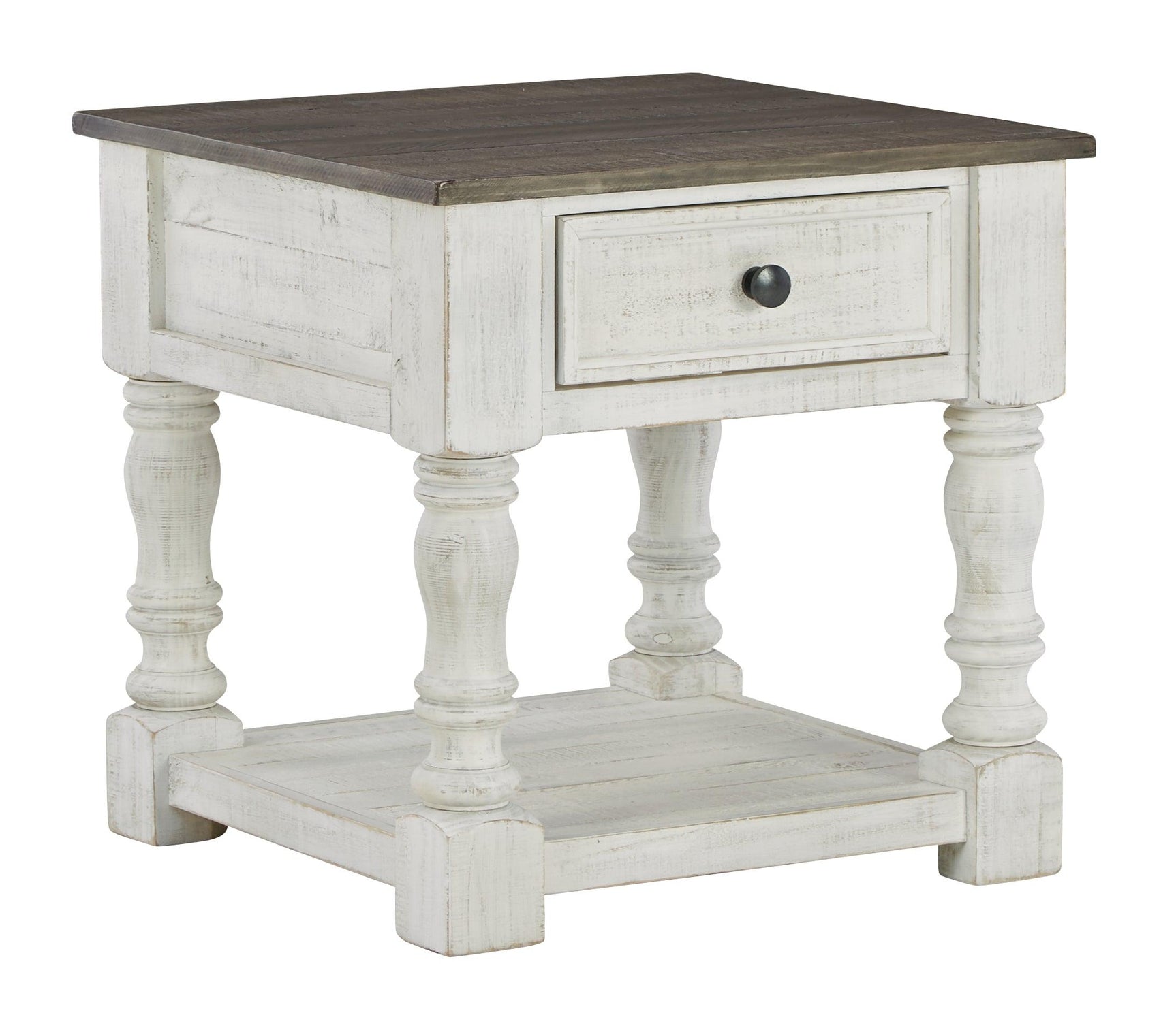 Havalance end table front view with drawers closed