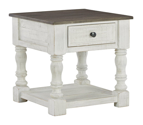Havalance end table front view with drawers closed