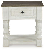 Closed drawer on Havalance end table