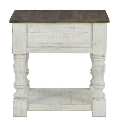 Havalance end table side view showing leg design