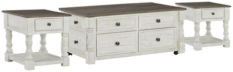 Havalance coffee table side angle showing drawer and turned posts