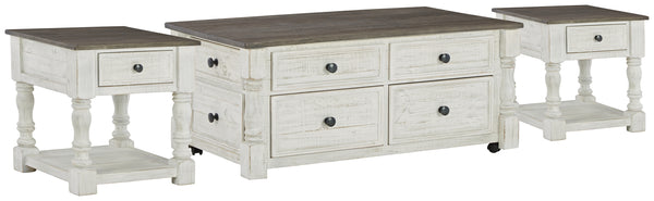 Havalance coffee table side angle showing drawer and turned posts
