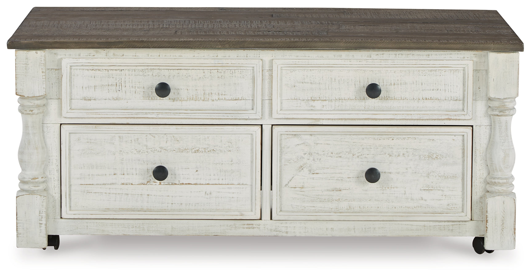 Back view of Havalance coffee table with sturdy legs