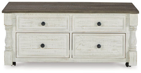 Back view of Havalance coffee table with sturdy legs