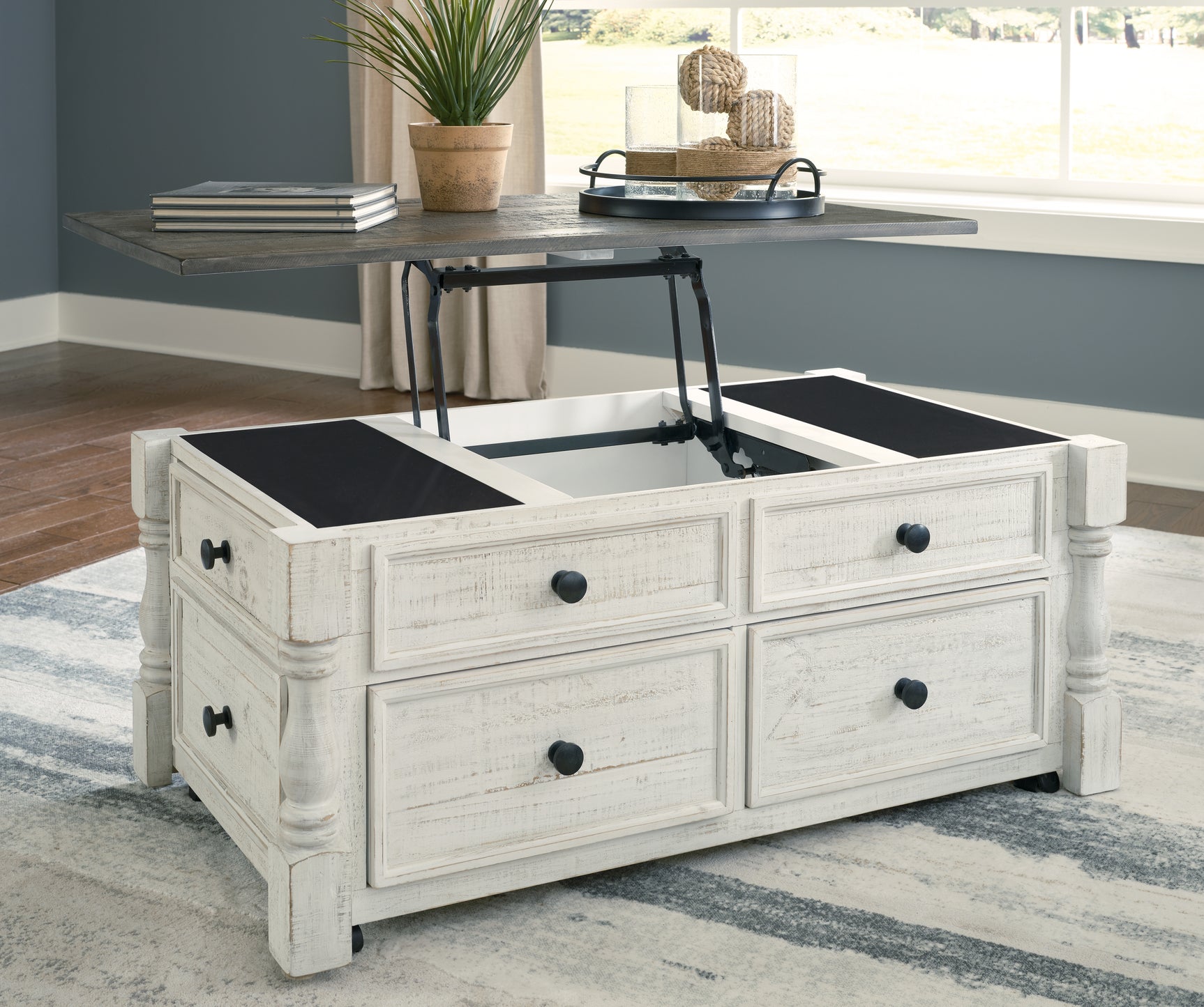 Havalance white and gray coffee table with two matching end tables