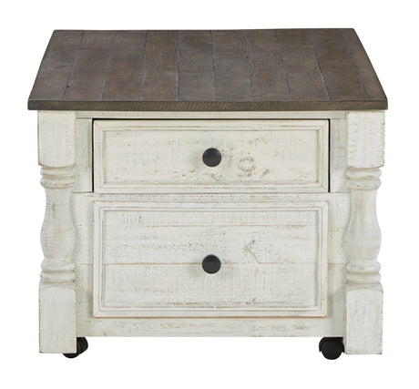 Side view of Havalance Coffee Table showing turned post accents