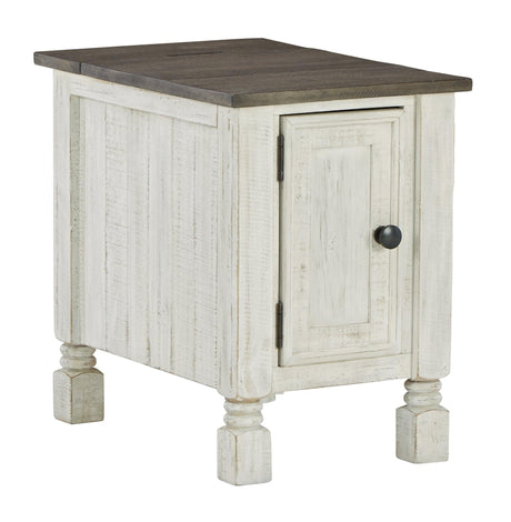 Close-up of Havalance End Table hardware and drawers