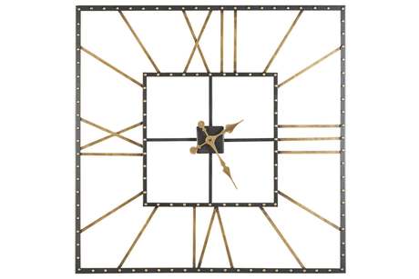 Thames black and gold finish wall clock close-up detail