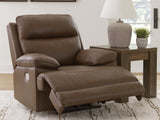 Side view showing profile of VonRyan Tobacco Leather Power Recliner