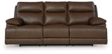 VonRyan Tobacco Leather Power Reclining Sofa head-on seating view