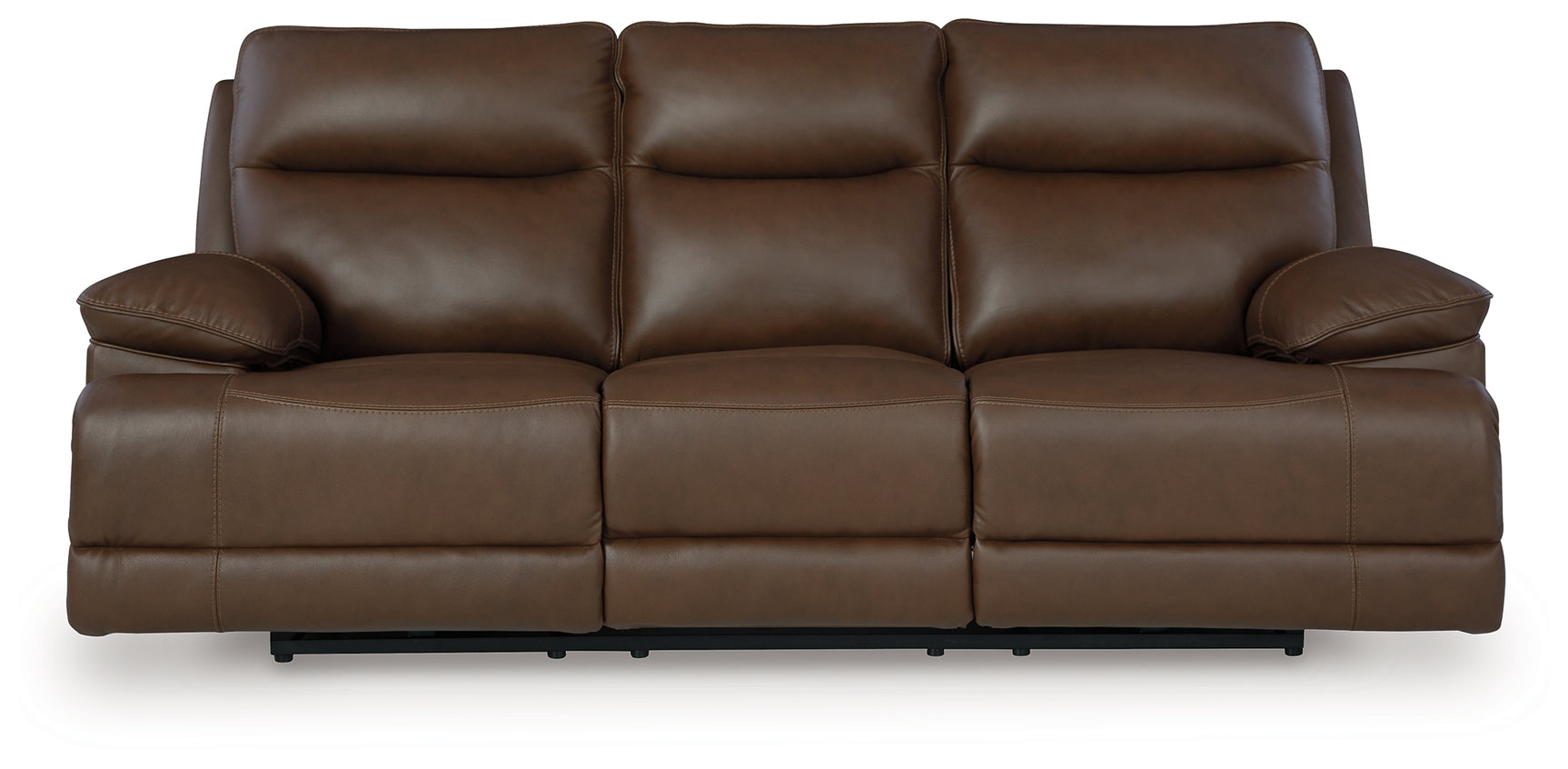 VonRyan Tobacco Leather Power Reclining Sofa head-on seating view
