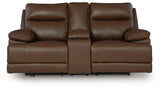 VonRyan Tobacco leather power reclining loveseat head-on view