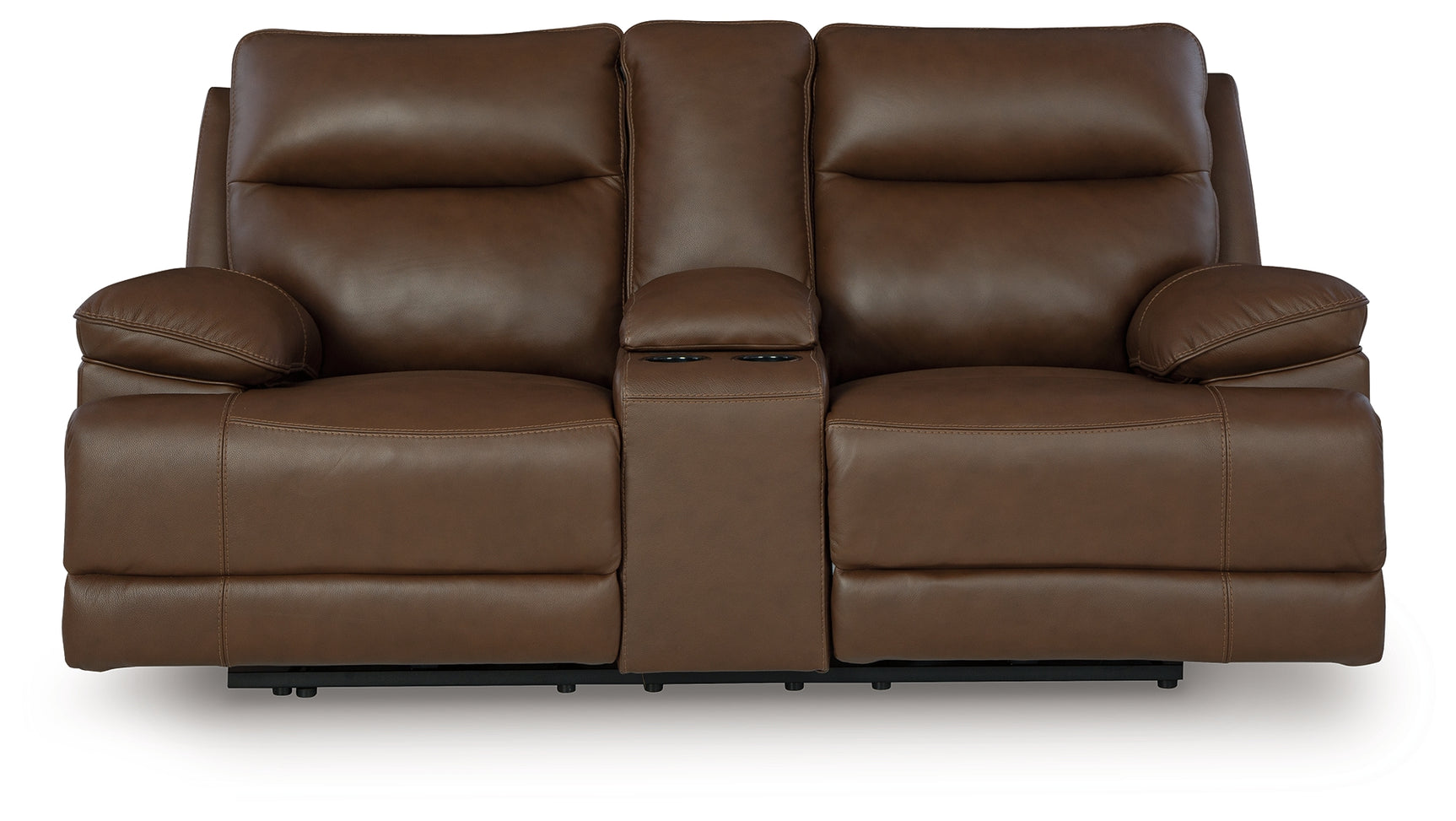 VonRyan Tobacco leather power reclining loveseat head-on view