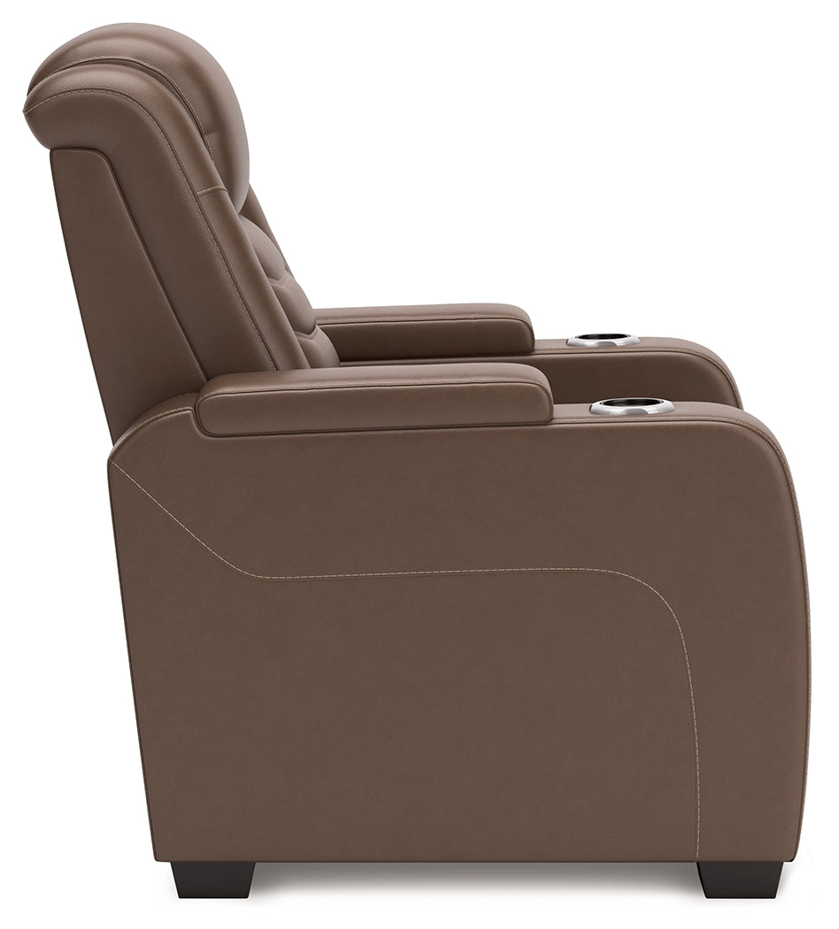 main view of High Impact Tobacco Leather Power Recliner recliner
