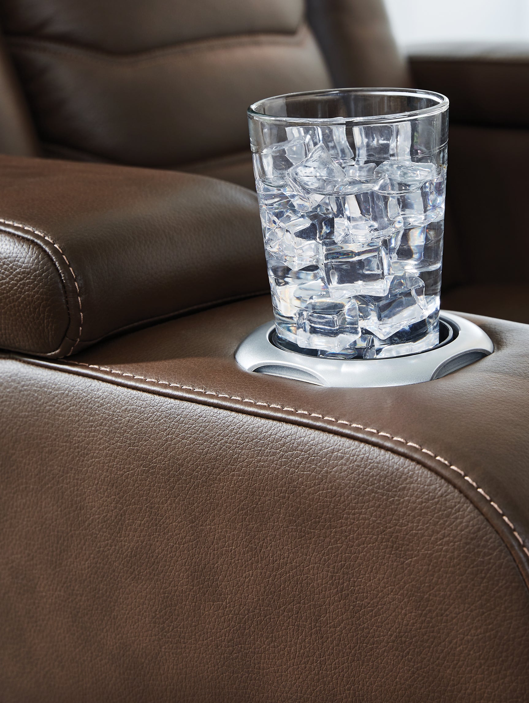 main view of High Impact Tobacco Leather Power Recliner recliner