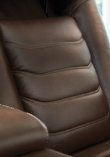 side view of High Impact Tobacco Leather Power Recliner recliner