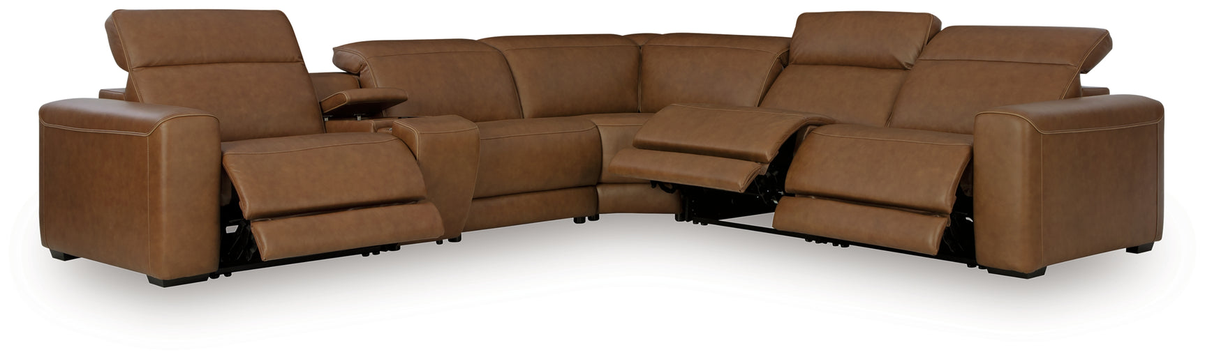 Storage console with cup holders and wireless charging