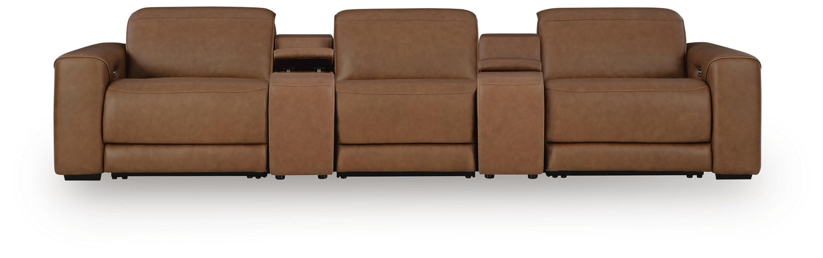 Magic Man Caramel 5-Piece Power Reclining Sectional with Console