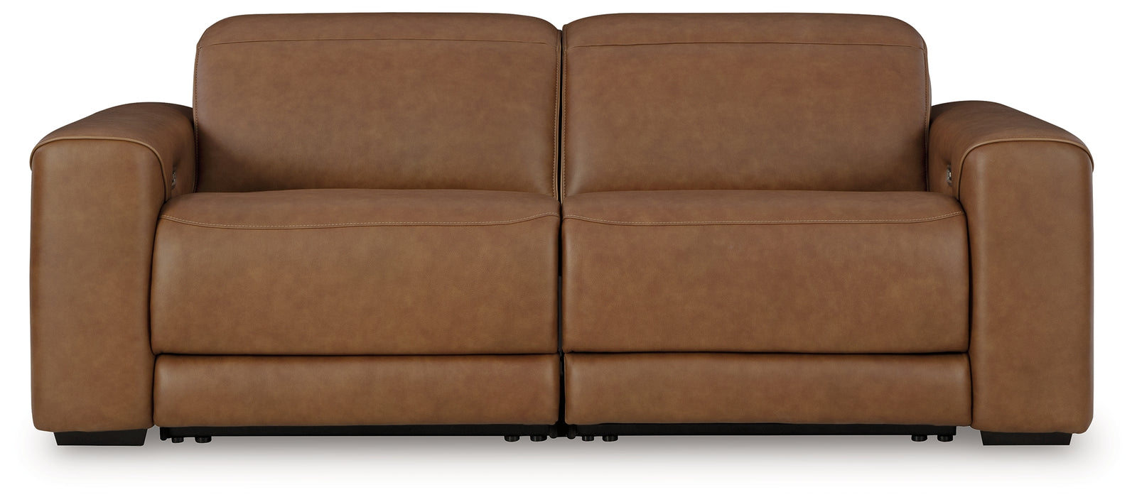Magic Man Caramel Leather 2-Piece Power Reclining Sectional Loveseat